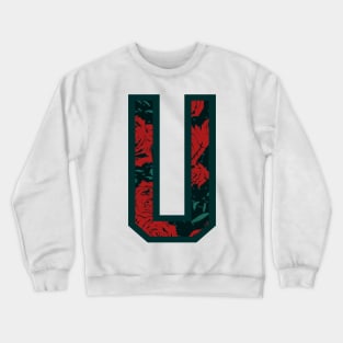 Modern Rose Floral Initial Name Alphabet - Letter V Crewneck Sweatshirt